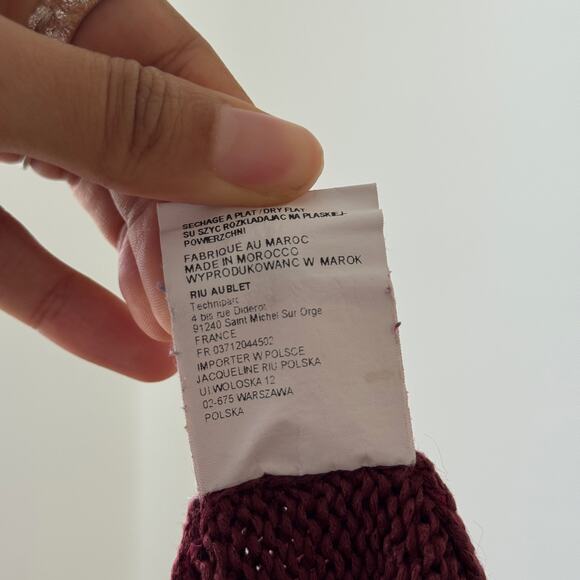 Vintage Jacqueline Riu French ruffled trim knit cardigan in berry & rose (Small) - Picture 9 of 9